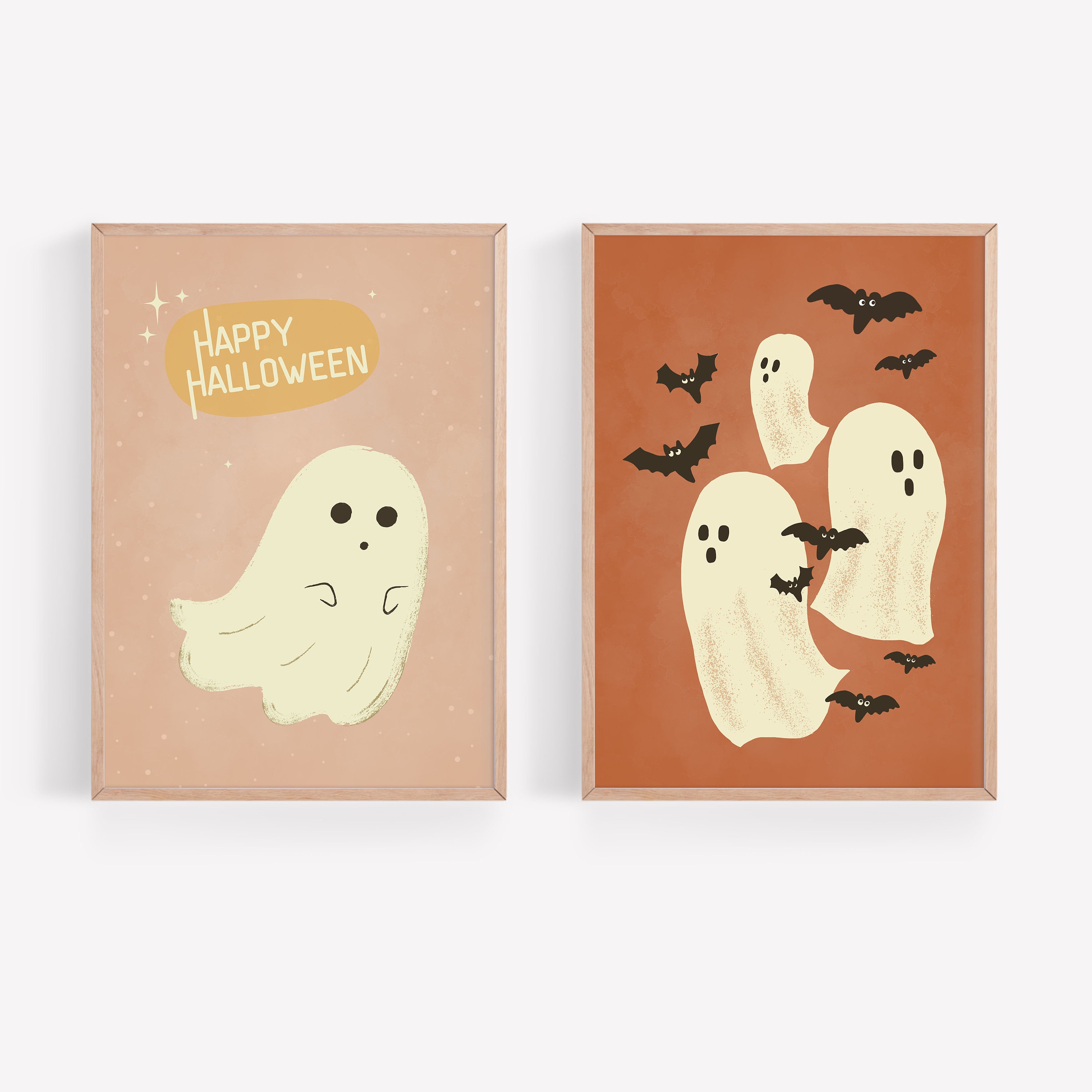 Vintage Halloween Wall Art Set of 6 Retro Halloween Etsy