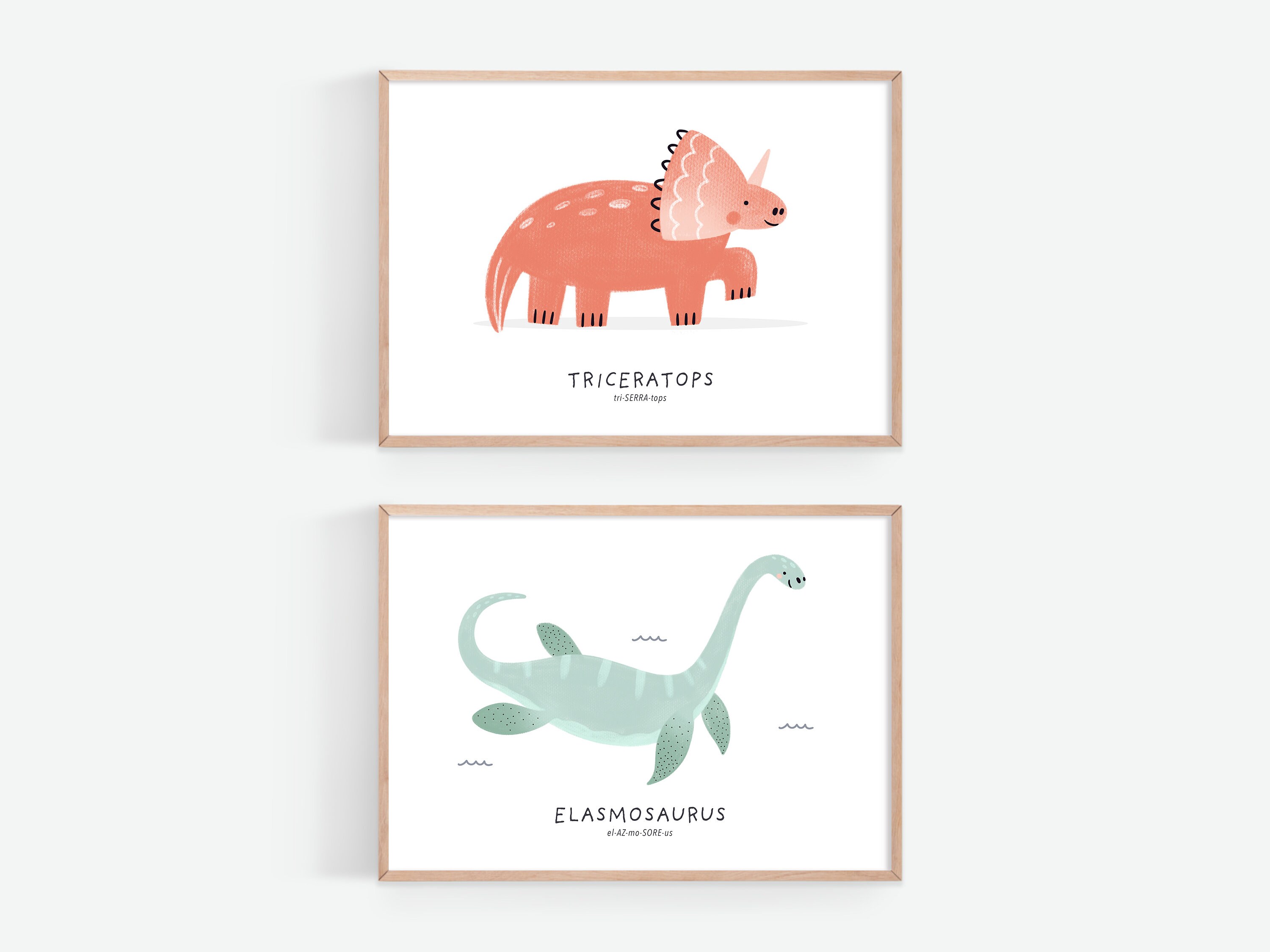 Dinosaur Nursery Poster Set of 6 Printables, Playroom Wall Art Decor ...