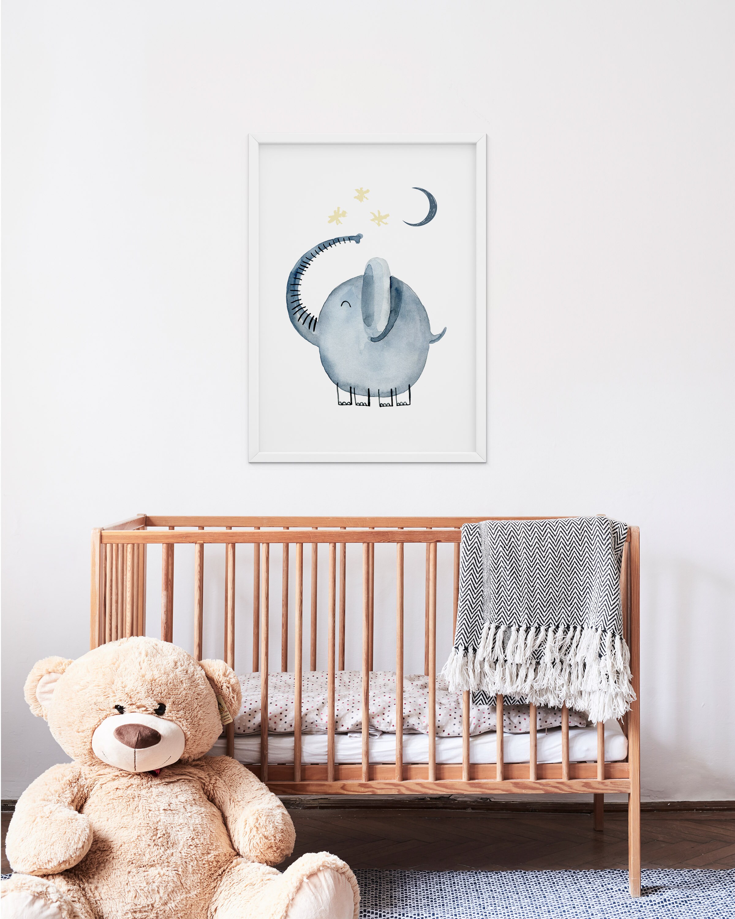 Elephant Nursery Art Print, Baby Elephant Wall Art, Safari Nursery ...