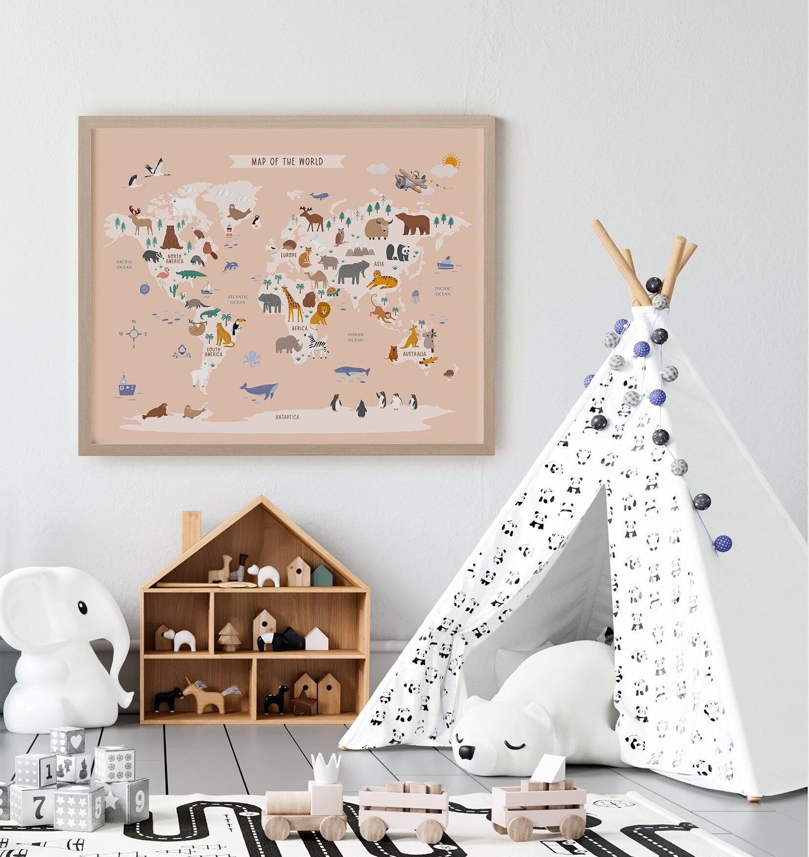 Nursery Animal World Map Printable Toddler Playroom - Etsy Australia
