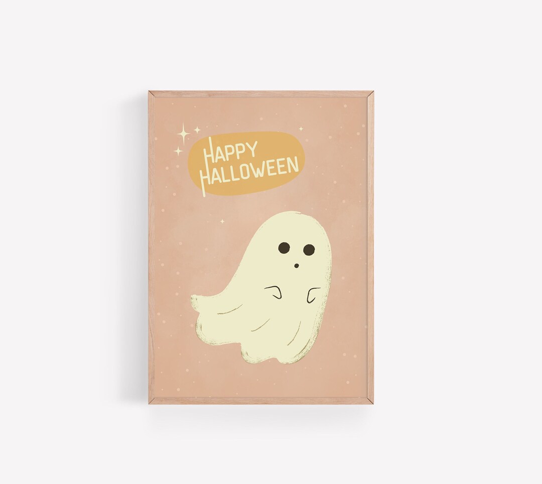 Retro Ghost Halloween Printable - Happy Halloween Wall Art - Girls Boho ...