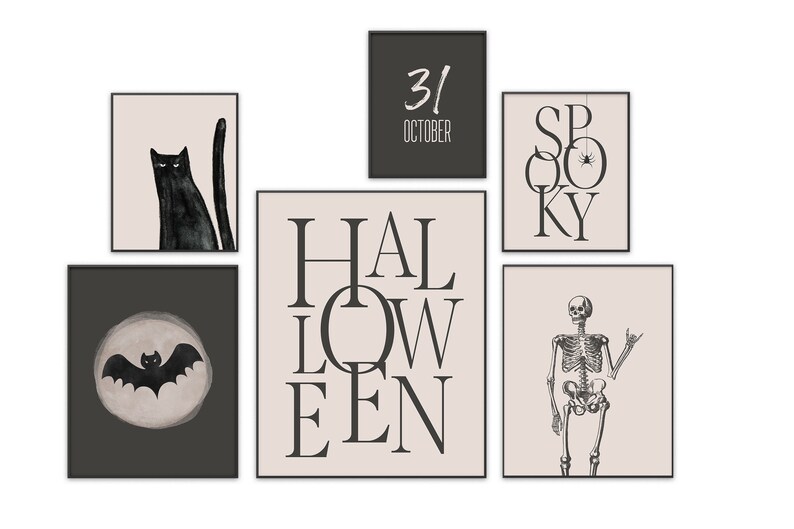 Minimalist Halloween Wall Art Set of 6 Halloween Printables Etsy