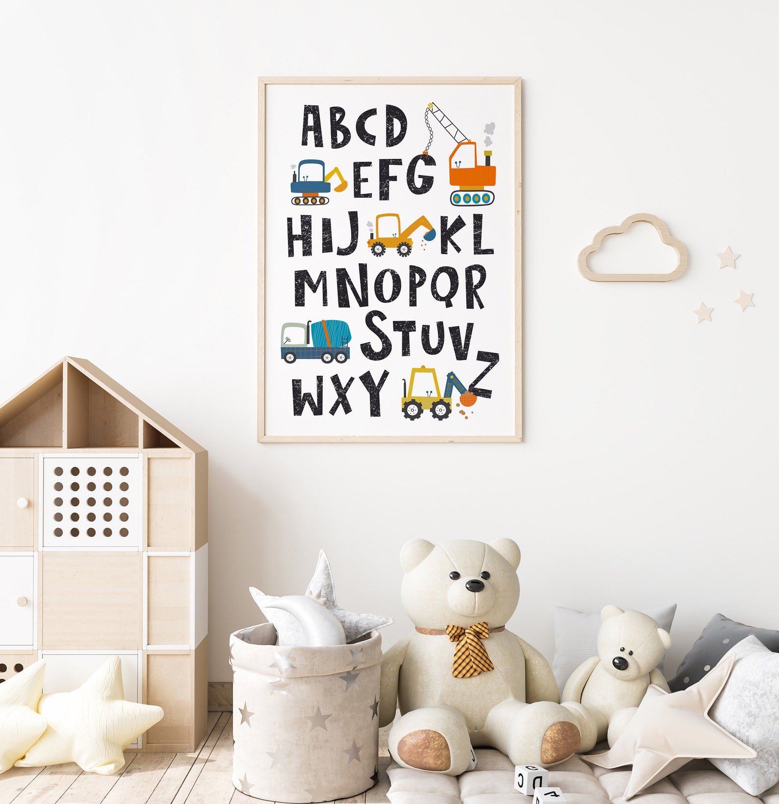NURSERY ALPHABET POSTER - Construction Truck Wall Art - Nursery Abc ...