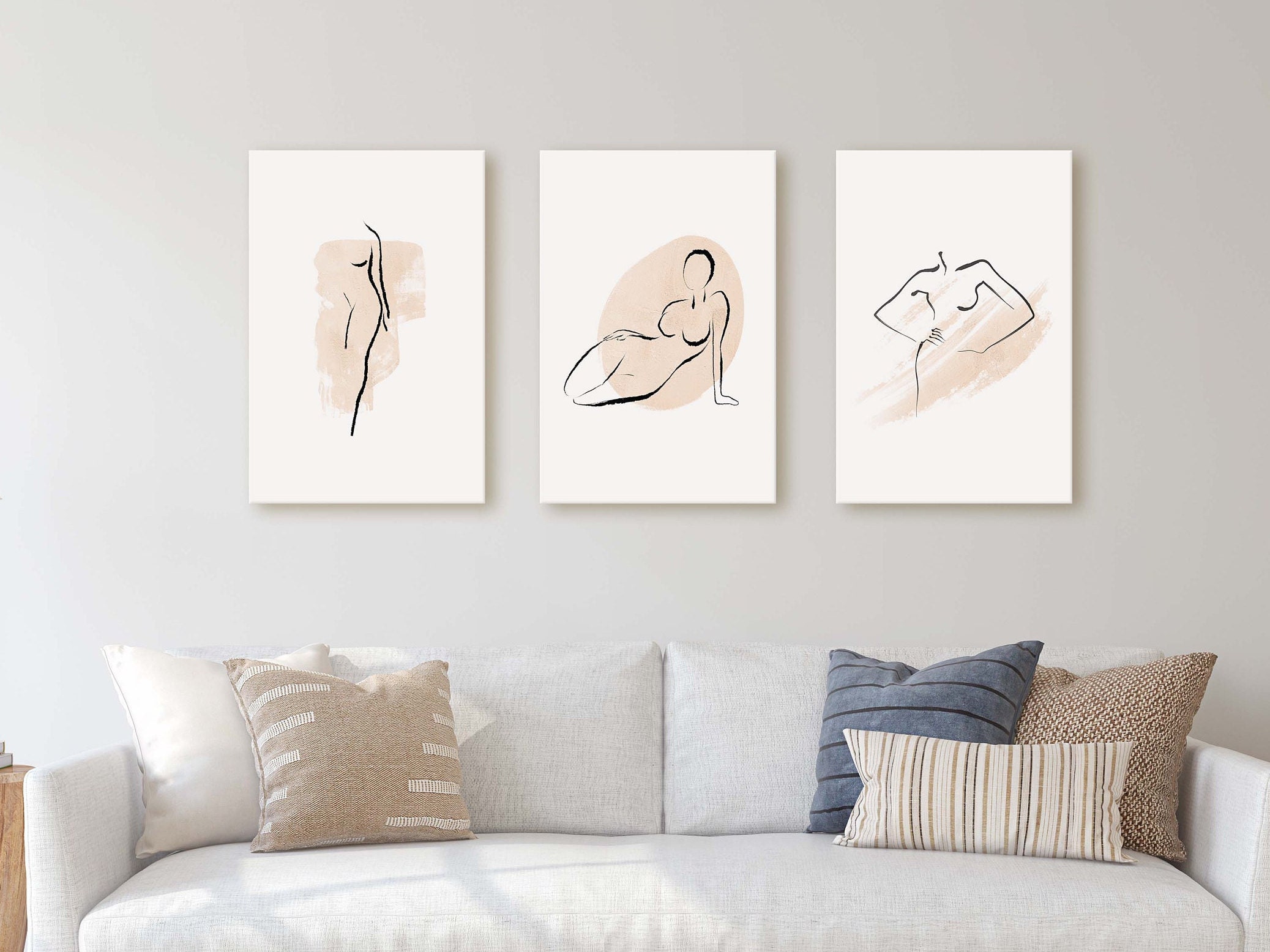 Set of 3 Woman Line Art Printables - Abstract Female Nude Line Drawings ...