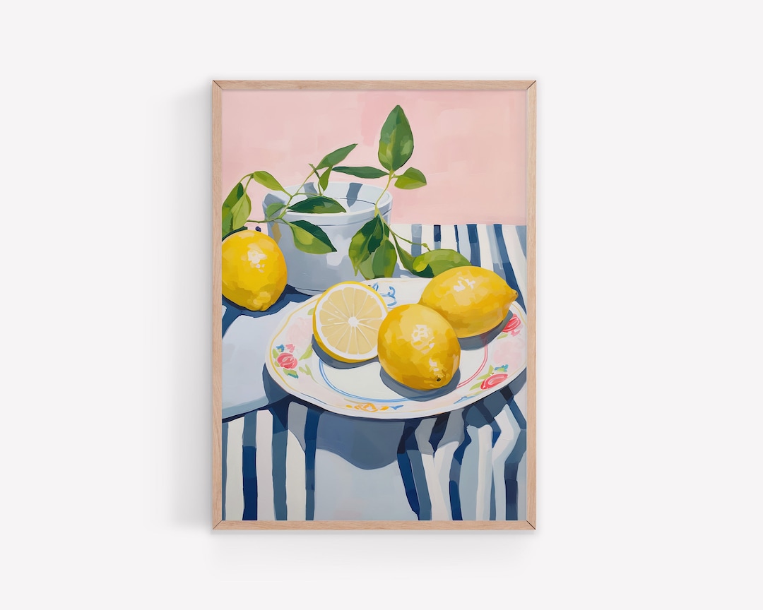 Lemon Still Life Food Art Print - Italian Kitchen Wall Art - Cafe Wall ...