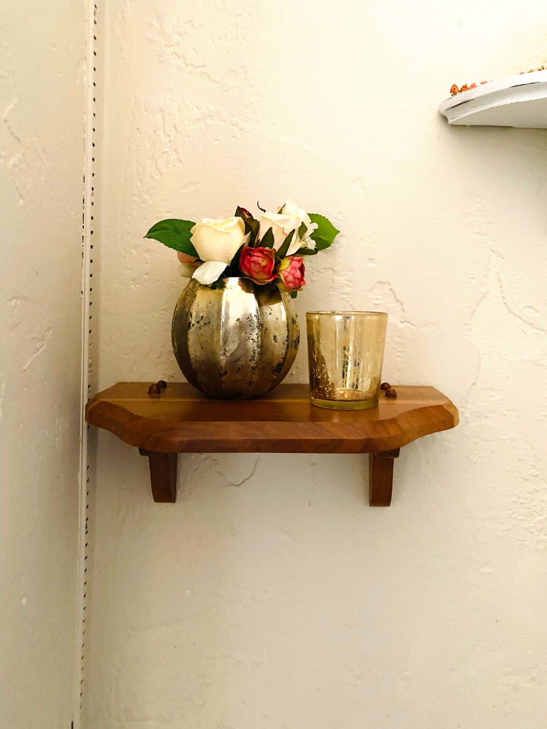 Handmade Wooden Shelves, Vintage Carved Wall Accents, Real Wood Display