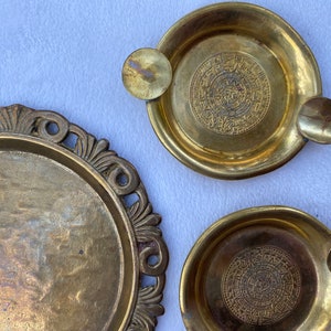 Vinatge trinket and jewelry dish or smudge trays, Gold toned ashtrays, Incense tray, gift for her