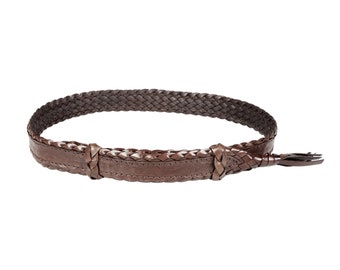 Digger - Bande pour chapeau en cuir - Style à point plat, bande de kangourou - 24 mm