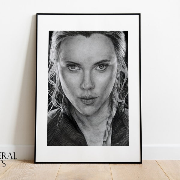 BLACK WIDOW | Scarlett Johansson | Bleistift- und Kohlezeichnung | Print | MARVEL Art