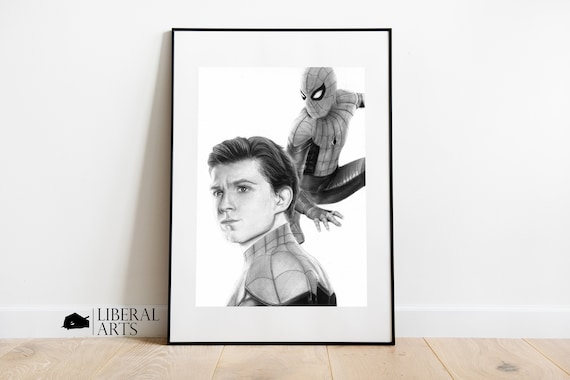 Spider Man Tom Holland Bleistift Und Kohlezeichnung A4 Etsy