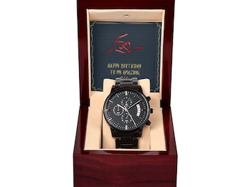 Papa's verjaardagscadeau, zwart chronograafhorloge, herencadeauhorloge