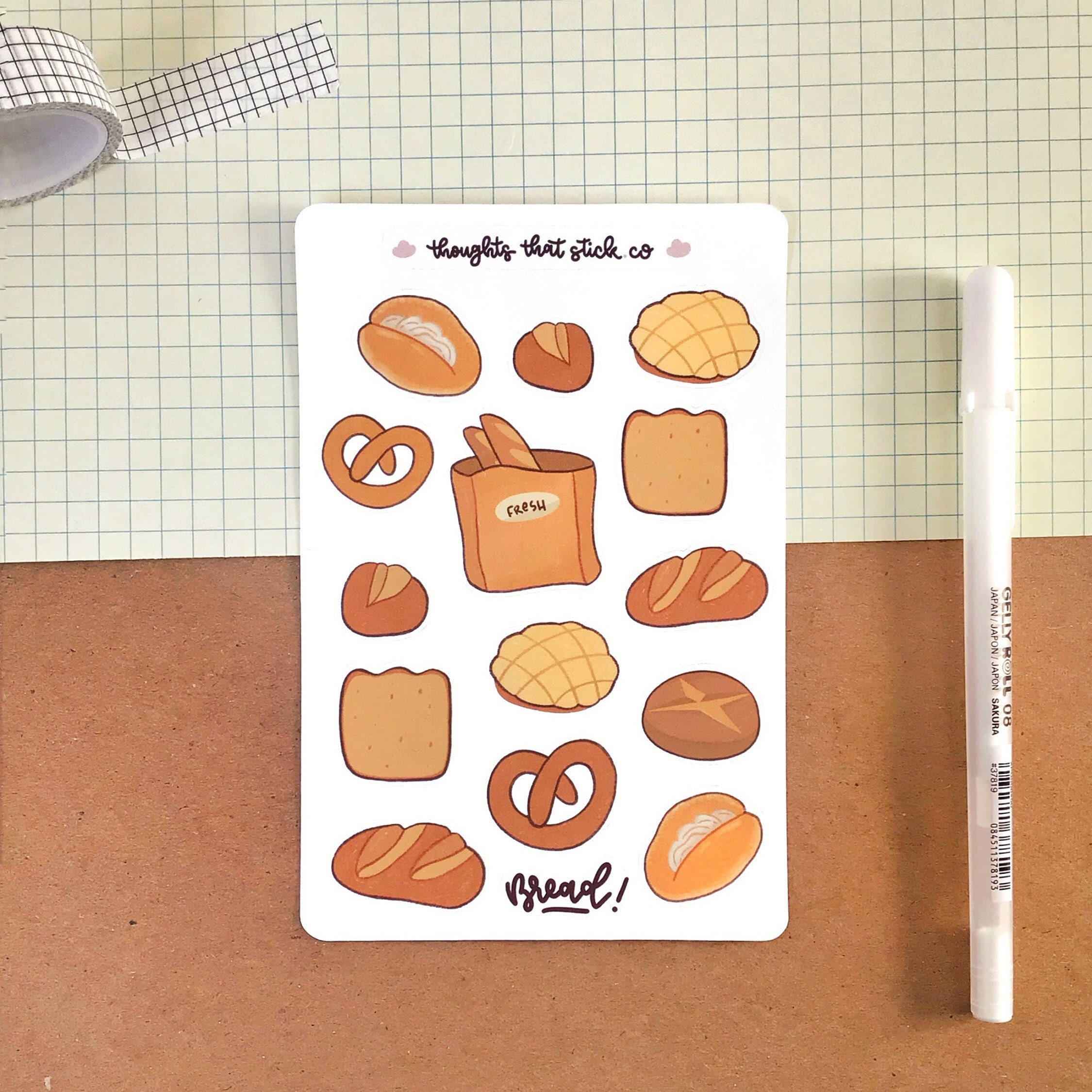 Bread Sticker Sheet Cute Bread Stickers Bakery Food | Etsy