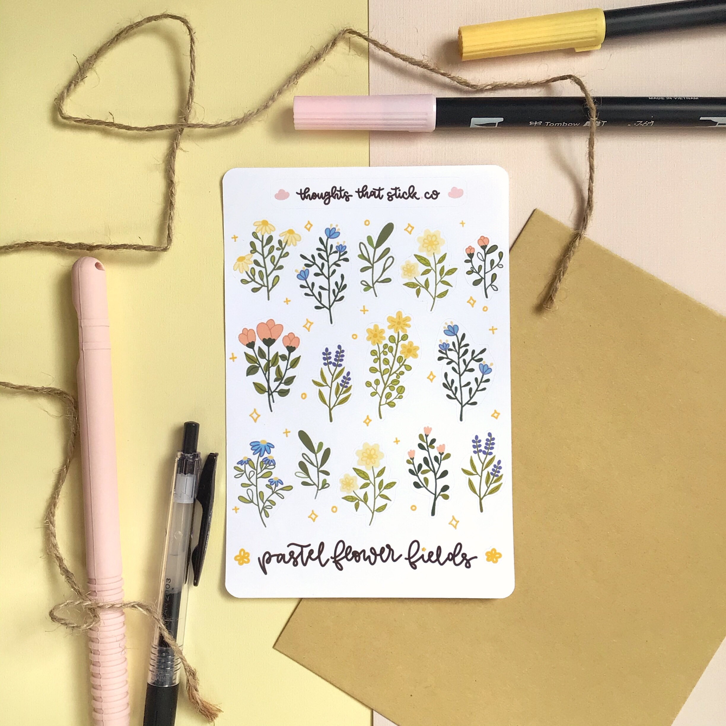 Pastel Flowers Sticker Sheet | Plant Stickers | Aesthetic Nature Stic…
