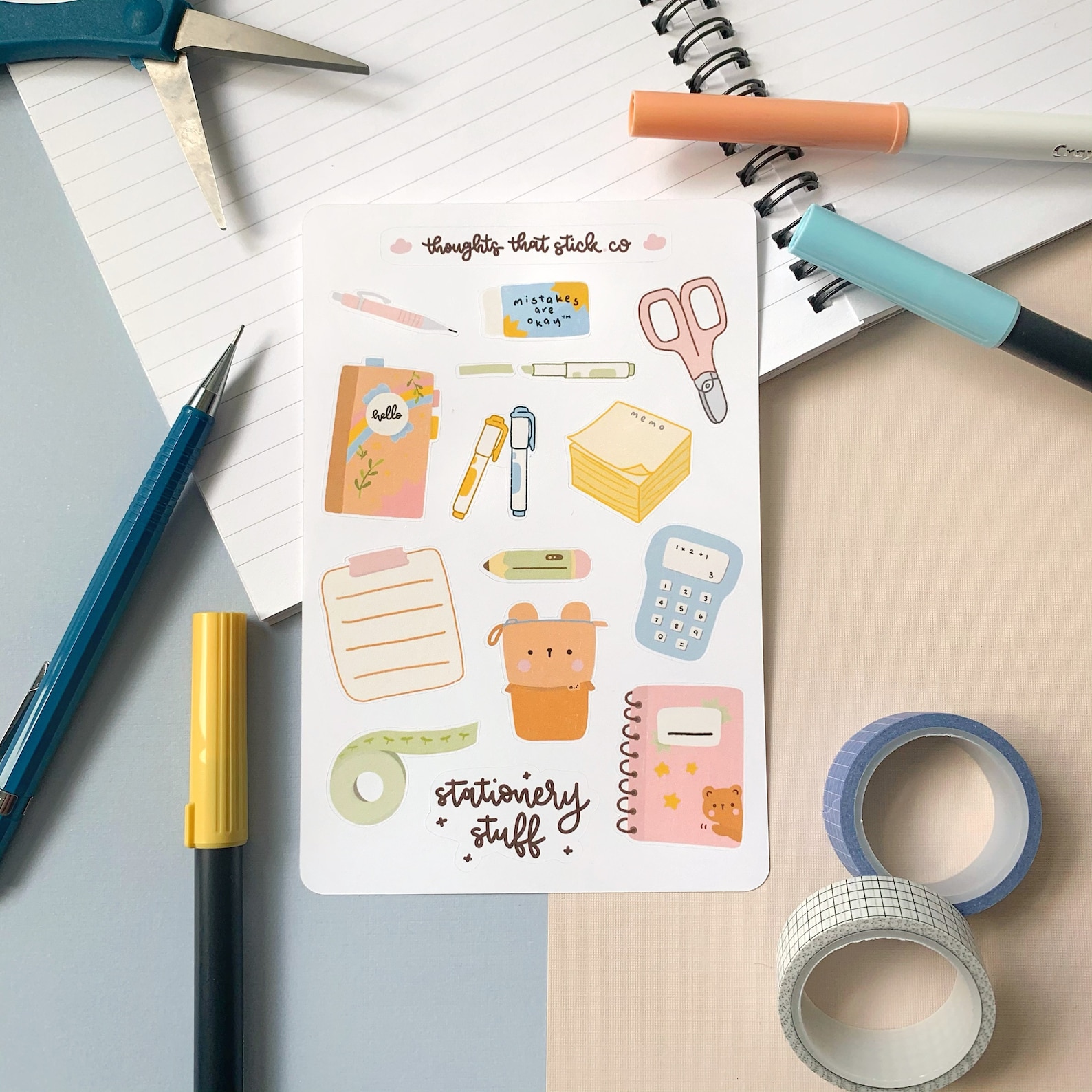 Stationery Sticker Sheet Cute Stationery Stickers School Etsy