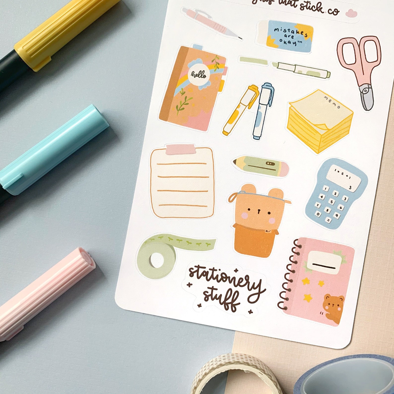 Stationery Sticker Sheet Cute Stationery Stickers School Etsy