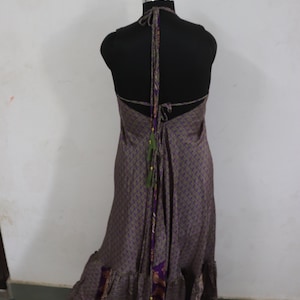 Indian silk dress,long halter dress,maxi dress bohochic, backless dress,beach dress boho dress Vneck dress