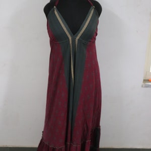 Indian silk dress,long halter dress,maxi dress bohochic, backless dress,beach dress boho dress Vneck dress