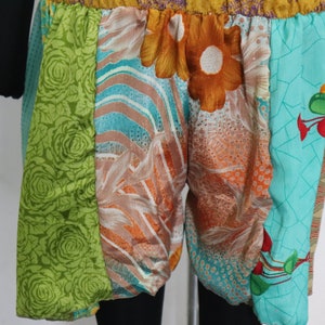 Trendy cute silk shorts with big elastic-band bohostyle vintage unisex baggy shorts