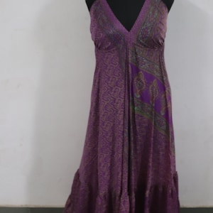 Indian silk dress,long halter dress,maxi dress bohochic, backless dress,beach dress boho dress Vneck dress