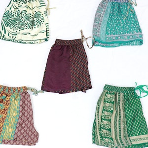 Assorted shorts Vintage silk shorts,summer shorts,night wear, baggy shorts booty shorts, rayon shorts (5 Pcs lot)