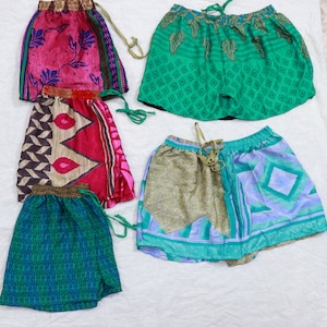 Assorted shorts Vintage silk shorts,summer shorts,night wear, baggy shorts booty shorts, rayon shorts (5 Pcs lot)