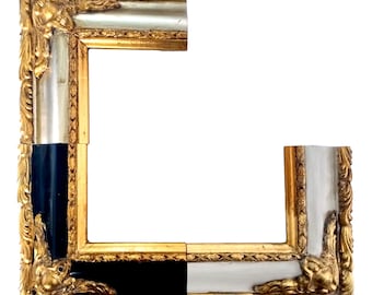 Holzrahmen mit Gold-Finish und silberner, schwarzer oder beiger Nut, vollständig von Kunsthandwerkern handgefertigt, raffinierter Stil, Made in Italy