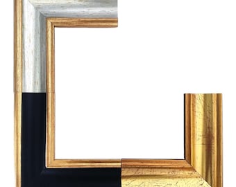 Holzrahmen mit Gold-Finish und silberner, schwarzer oder goldener Nut, vollständig von Kunsthandwerkern handgefertigt, raffinierter Stil, Made in Italy