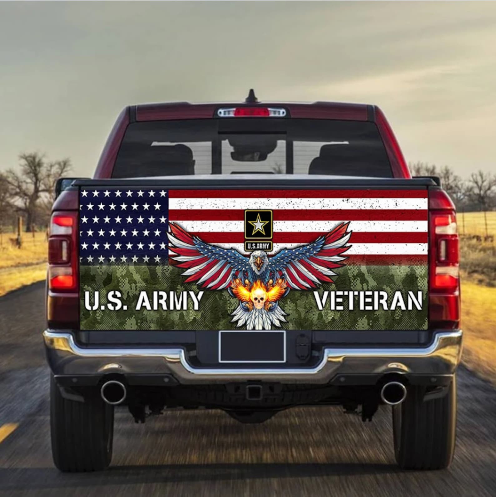 Decal Fits Cars Us Army Veteran Truck Tailgate Decal Etsy