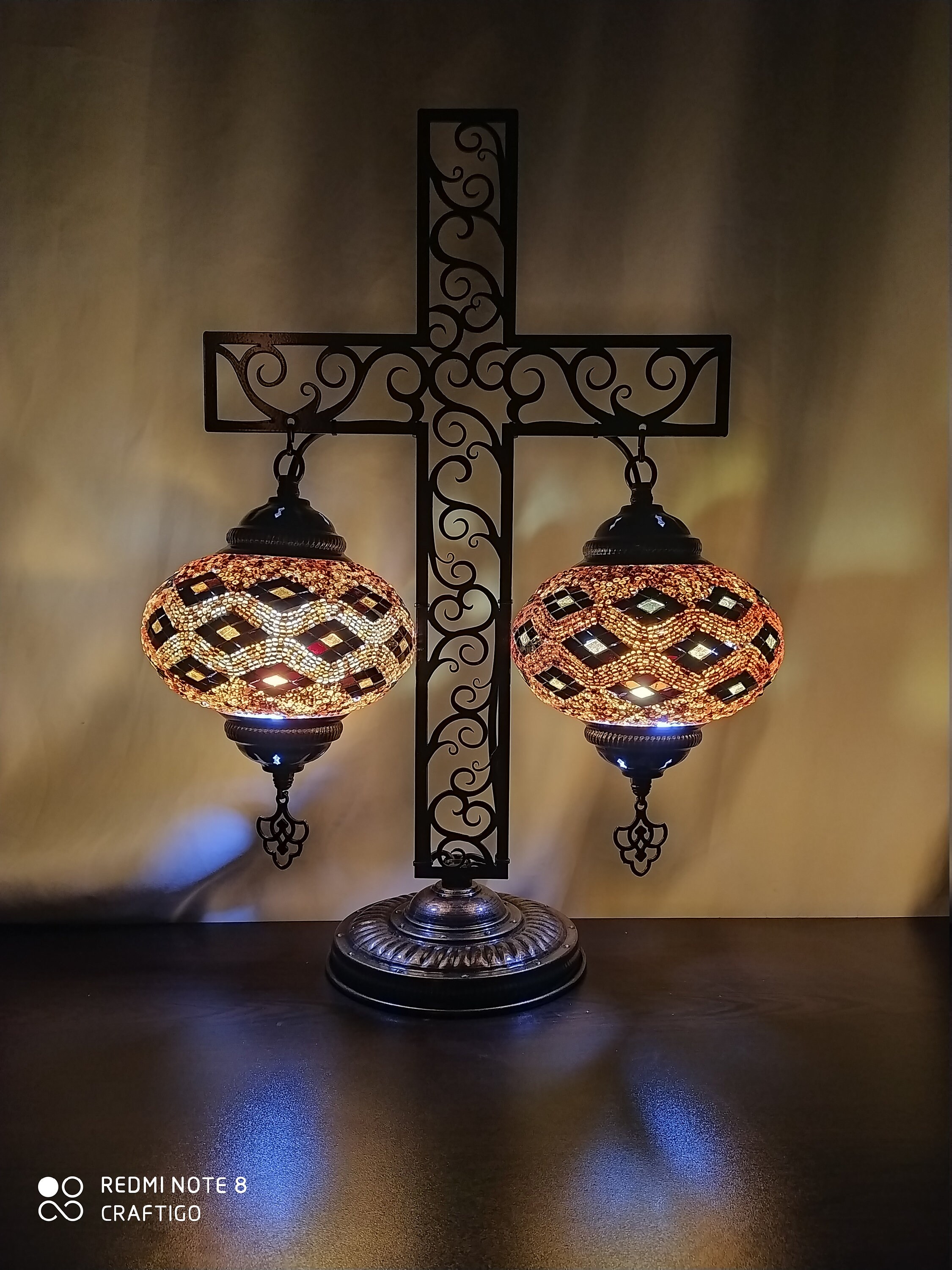 Christian Cross Mosaic Table Lamp Handmade lamp 2 Large Etsy