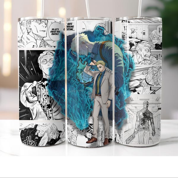 Anime Inspired Tumbler | Sublimation Anime Tumbler |  20 oz Skinny Tumbler | Manga Inspired Tumbler  | Sorcerer | Nanami