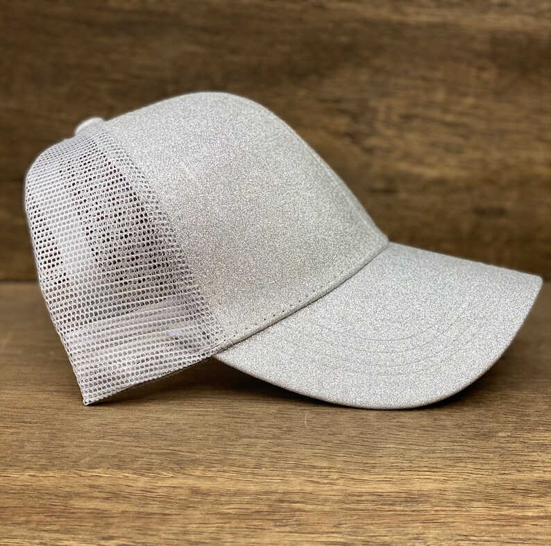 Messy Bun HatSilver Glitter HatTrucker HatPonytail Hat