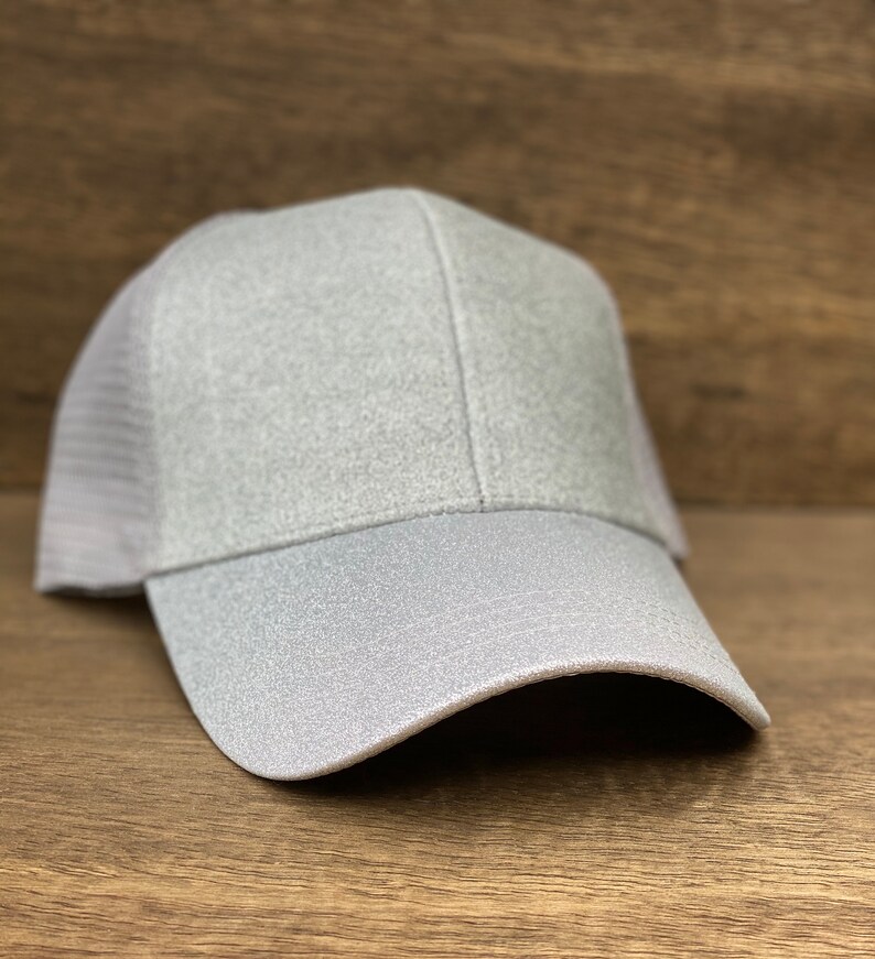Messy Bun HatSilver Glitter HatTrucker HatPonytail Hat