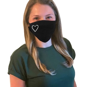 Justerbar bomullsmask, antimikrobiellt tyg, hjärtformad ansiktsmask, öronskyddsmask, bomullsmask, trelagersmask, justerbar mask