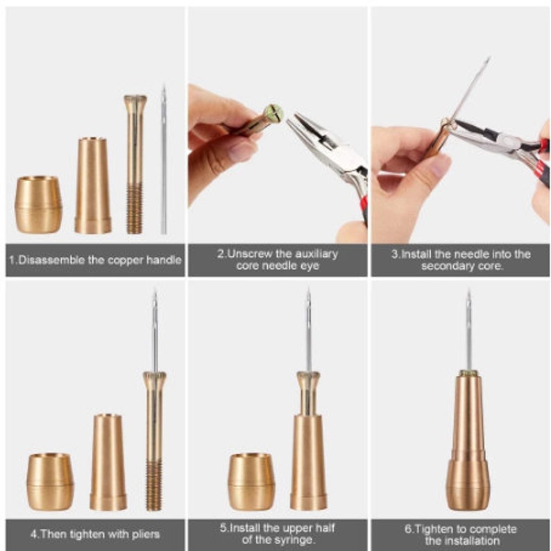 Leather Sewing Awl Kit with Copper Handle – Needle & Nylon Thread Set for Canvas, Tent, Shoe and DIY Leather Repair image 10
