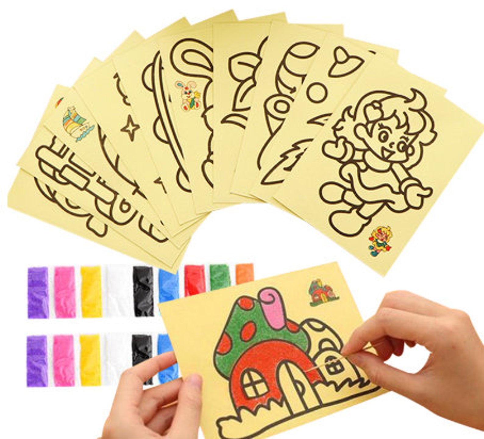 Magic Scratch Art Doodle Pad Sand Painting Cards Early Etsy