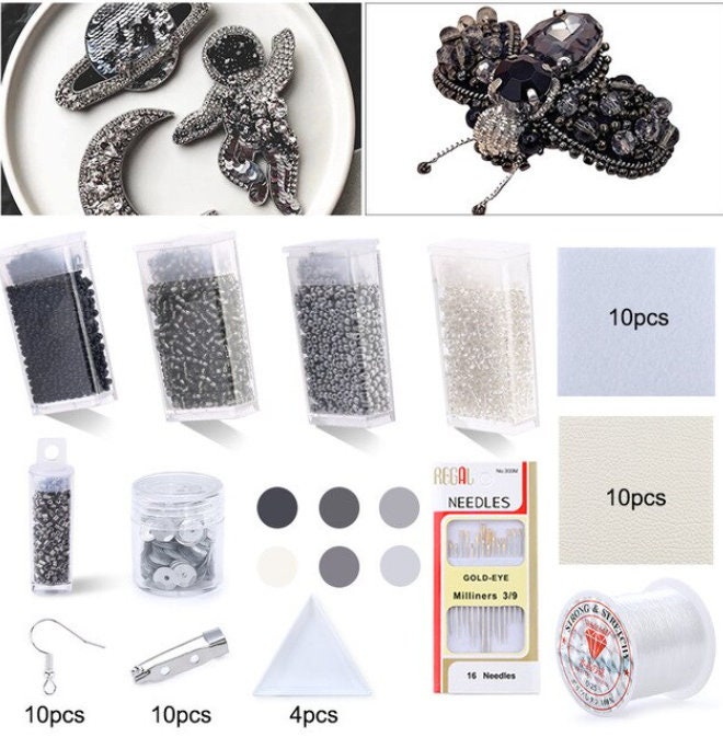 Embroidery Kit Sets of Seed Bead Sewing Embroidery Supplies Etsy 日本