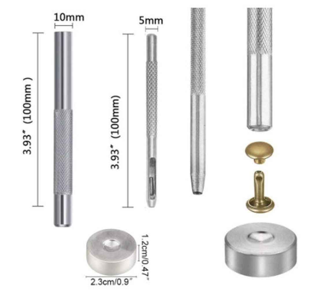 DIY Leather Craft Rivets Set Tubular Metal Studs With Punch Pliers