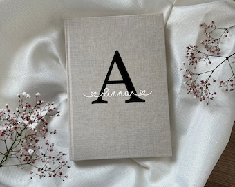 Notebook linen personalized a5 initials