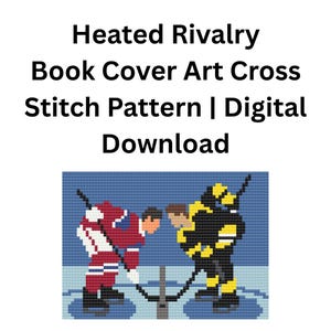 Verwarmde rivaliteit boekomslag kruissteekpatroon | Hockeyromantiek fanart | Digitale pdf-download | BookTok Stitch