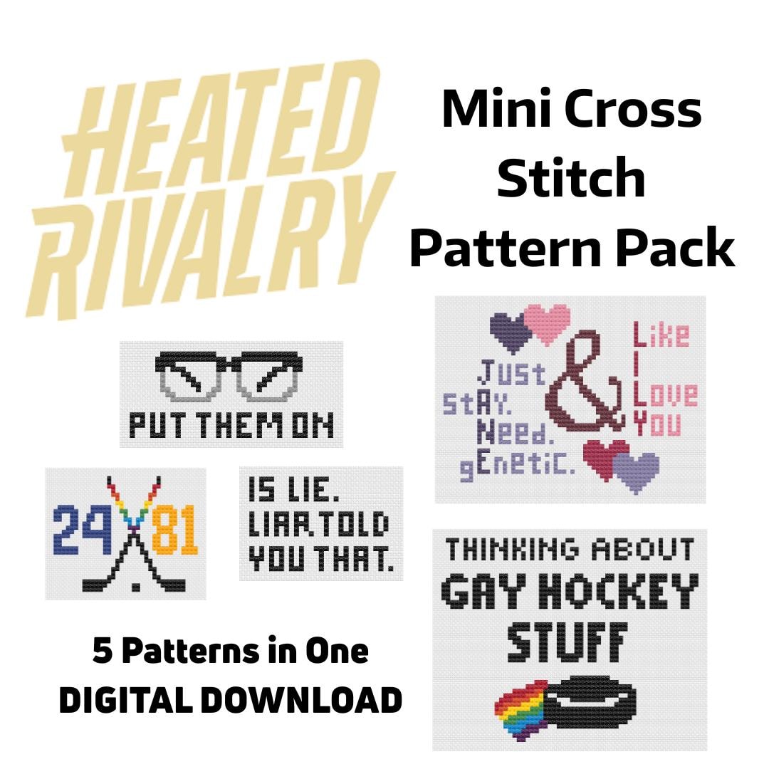 Heated Rivalry Mini Cross Stitch Pattern Pack | LGBTQ+ Hockey Romance ...