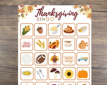 Thanksgiving Bingo, Thanksgiving Bingo for Kids, Printable Thanksgiving Bingo, Thanksgiving Bingo Game, Fall Bingo, Thanksgiving Games Bingo