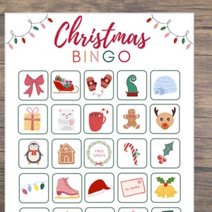 Christmas Bingo Printable Game, Christmas Bingo, Christmas Bingo for Kids, Christmas Bingo Printable