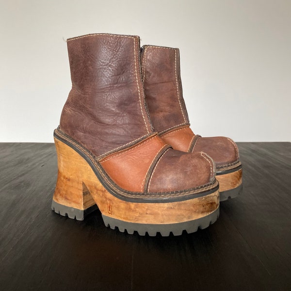 Vintage 90s Y2K Rare London Underground Leather Zip Up Boots