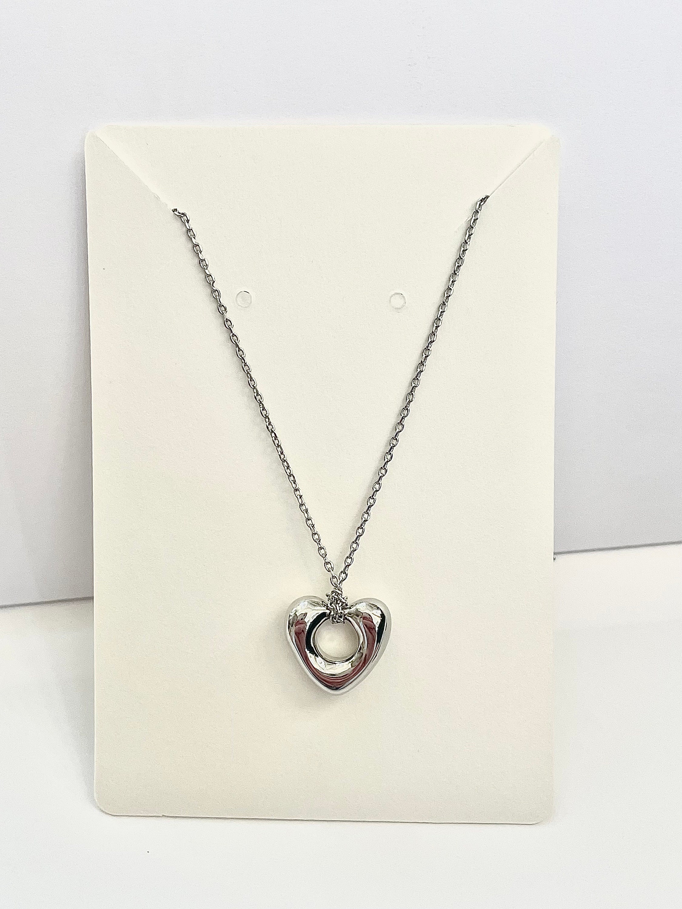 Antiqued Gold Puffy Heart Mixed Chain Necklace main image 0