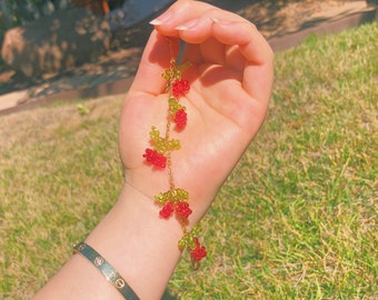 Beaded Cherry Charm Bracelet