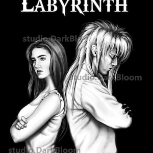 Labyrinth, black and white print