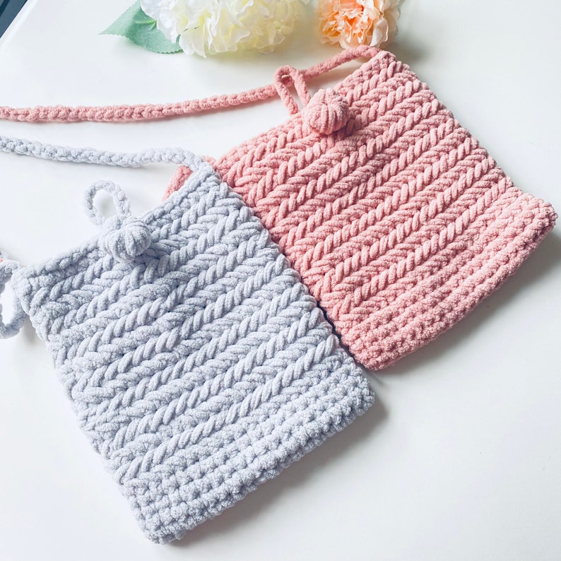 Crochet Handmade Shoulder Bag Crochet Velvet Bag Crochet Tote Bag