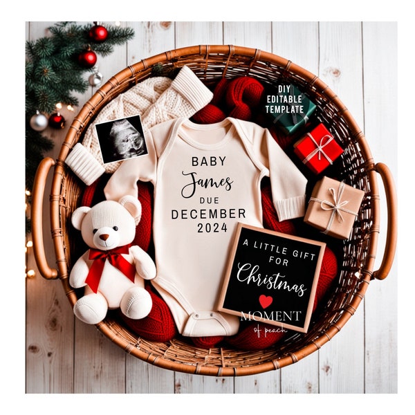 Christmas Digital Pregnancy Announcement,  December Pregnancy Announcement,  Winter Social Media Reveal