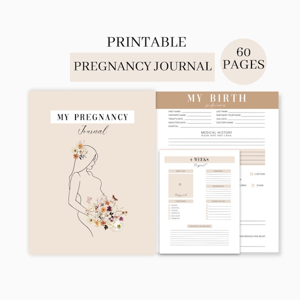 Schwangerschaft Journal, druckbare Schwangerschaft Journal Vorlage, Schwangerschaft Checkliste, Geburt Präferenzen, erstes Mal Mutter Geschenk