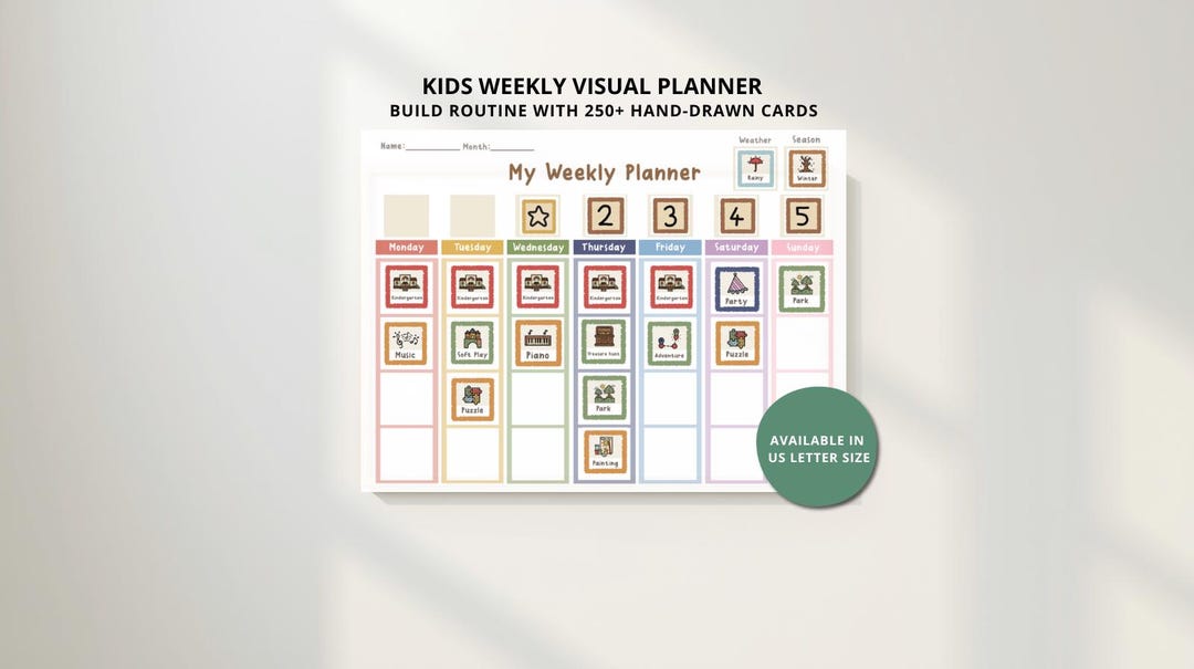 Printable Visual Schedule for Preschoolers & Toddlers Routine Chart (US ...
